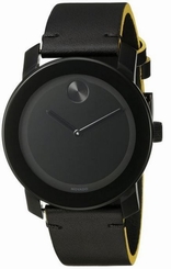  Movado Bold Quartz 42mm Men's Steel & Leather Yellow Underside Watch 3600352