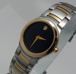 Womens Swiss Authentic Kardelo 0605482 Movado Two Tone Black Museum Dial Watch