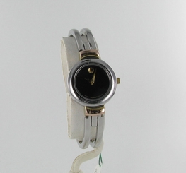 Womens Movado Harmony Bangle Museum Black Dial Watch with gold trim
