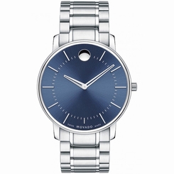 Movado 0606688 New Mens Stainless Steel Case Round Blue Sunray Dial Swiss Quartz