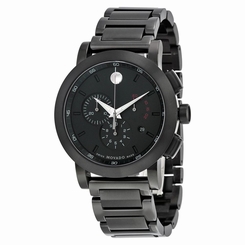 Movado 0607001 Mens Black Dial Analog Quartz Watch with Stainless Steel Strap