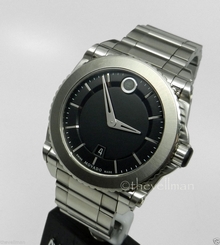 Mens Authentic Swiss 44mm Movado Master 0606550 Titanium Bezel Stainless Watch