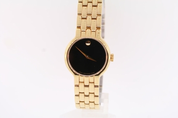 Ladies Movado 0606935 VETURI Gold PVD Coated Stainless Steel Black Dial Watch
