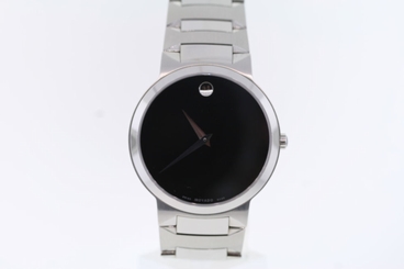 Men's Movado 0605903 TEMO Black Dial Stainless Steel Watch