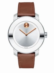 New Movado Bold Swiss Cognac Leather Strap Women's Watch 3600379
