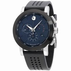 Movado Museum Blue Dial Black Silicone Strap Men's Watch 0607003
