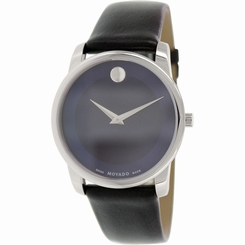 Movado Museum 0606610 Mens Blue Dial Analog Quartz Watch with Leather Strap