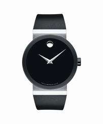 Movado Sapphire 0606780 Black Dial Black Rubber Band Mens Watch