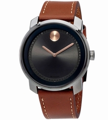 Movado Bold 3600378 Grey Dial Brown Leather Band Unisex Watch