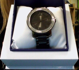 USED WOMENS MOVADO BOLD GUN METAL STAINLESS STEEL STRAP WATCH