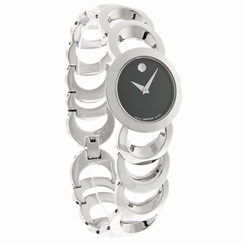 Movado Rondiro Ladies Black Dial Stainless Steel Swiss Quartz Watch 0605499