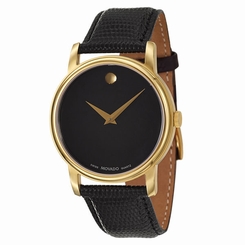 Movado 2100005 Black / Black Leather Analog Quartz Women's Watch 845960049962