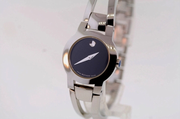 Ladies Movado 0604759 AMOROSA Stainless Steel Black Dial Bangle Watch