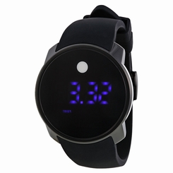 NEW UNISEX MOVADO BOLD (3600144) DIGITAL BLACK SILICON STRAP BLUE ACCENT WATCH