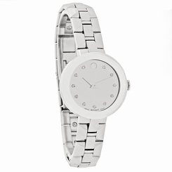 Movado Sapphire Series Diamond Mirror Dial Swiss Quartz Ladies Watch 0606814