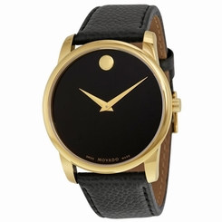 MOVADO MEN'S MUSEUM CLASSIC 40MM BLACK LEATHER BAND SWISS QUARTZ WATCH 0607014