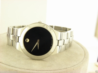 Movado 84 G2 1899 Black Dial Stainless Steel Swiss Quartz Dress Men's Watch.