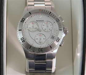 Men's  MOVADO 800  Silver Dial Stainless Steel Swiss Quartz Watch 8"