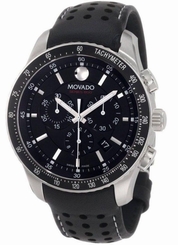 New Movado Series 800 Chronograph Black Leather Strap 42mm Watch 2600096 845960040877