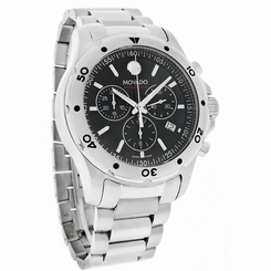 Movado Series 800 Mens Black Dial Swiss Quartz Chronograph Watch 2600076
