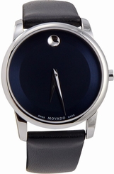 Movado Men's 0606610 "Museum" Stainless Steel Watch with Black Leather Band