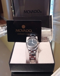 Women's Movado Junior Sport Stainless Steel Black Museum Dial Style #0601860