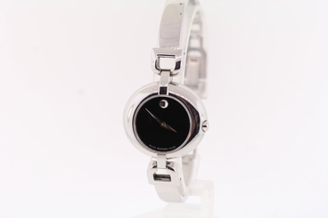 Ladies Movado 0605603 VIVO Stainless Steel Black Dial Bangle Watch