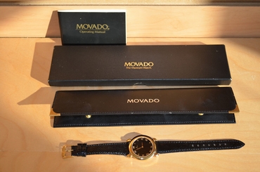 Movado Men's Museum Cetra Casual Watch Gold Black Face Roman Numerals 87.A2.882