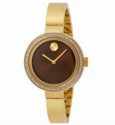Movado Bold 3600282 Brown Dial Yellow Gold Ion-Plated Stainless Steel Women'S W
