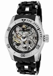 New Invicta Men's 1254 50mm Sea Spider Mechanical Silver Skeleton Black Watch 843836012546