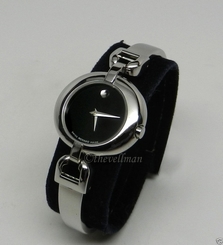 Womens Swiss Movado Vivo 0605603 Bangle Black Museum Dial Stainless Steel Watch
