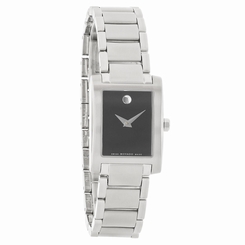 Movado Certa Ladies Black Dial Stainless Steel Swiss Quartz Watch 0606404