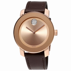Movado Bold Men's 3600395 Rose Gold-Tone Dial Brown Leather Watch