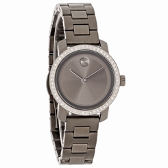 Movado Bold Ladies Diamond Gray Ion Finish Bracelet Swiss Quartz Watch 3600226