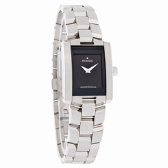 Movado Eliro Ladies Black Dial Stainless Steel Swiss Quartz Watch 0604133