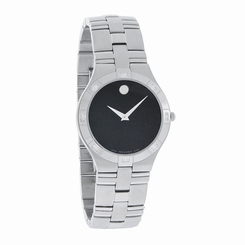 Movado Juro Diamond Mens Black Dial Stainless Steel Swiss Quartz Watch 0605721