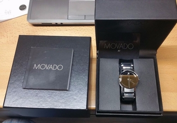 Movado Sapphire Mirror Museum Stainless Steel Quartz Men's Watch 84 G1 4896