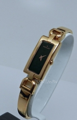  Womens Ladies Swiss Movado Vivo 0605754 Bangle Black Dial 18K Gold Plated Watch 