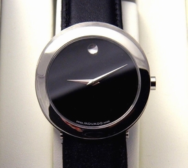 Men's MOVADO CAPELO Black Museum Dial Stainless Steel Swiss Quartz Watch In Box