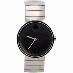 Movado Edge Stainless Steel Black Aluminum Dial Swiss Quartz Mens Watch 3680006