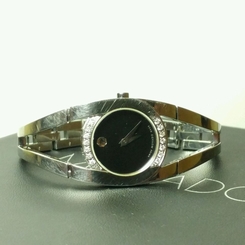 Movado Womens CIA Diamond Black Museum Dial Sapphire Crystal Swiss Quartz Watch