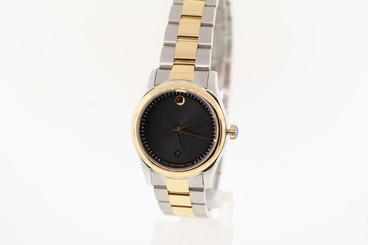 Ladies Movado 0606484 SPORTIVO Two-Tone Stainless Steel Black Dial Watch