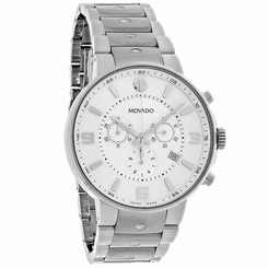 Movado S.E. Pilot Series Mens White Dial Swiss Chronograph Quartz Watch 0606760