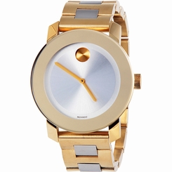 Movado Bold Silver Dial Gold Tone Stainless Steel Ladies Watch 3600129