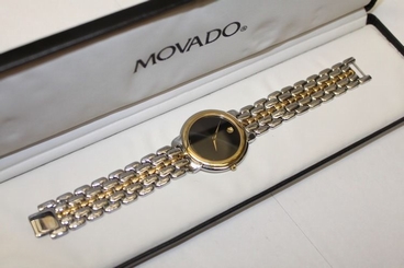 MOVADO GOLD PLATED STAINLESS STEEL WATCH 81.A2.873.1 + ORIGINAL BOX