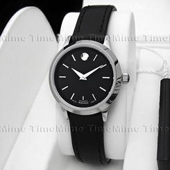 Women's Movado 1881 MUSEUM Automatic Black Dial Leather Swiss Watch 0606923