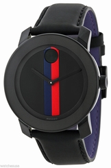 Movado 3600224 Bold Black Dial Black Leather Strap Unisex Watch