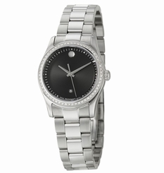 NWT Ladies Movado Sportivo 0606498 Diamond Bezel Stainless Steel Watch