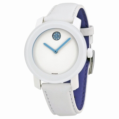 BRAND NEW WOMENS MOVADO (3600178) BOLD CRYSTAL LIGHT BLUE WHITE DIAL WATCH