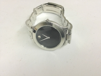 Movado Museum Diamond Stainless Steel Black Face Quartz Mens Watch